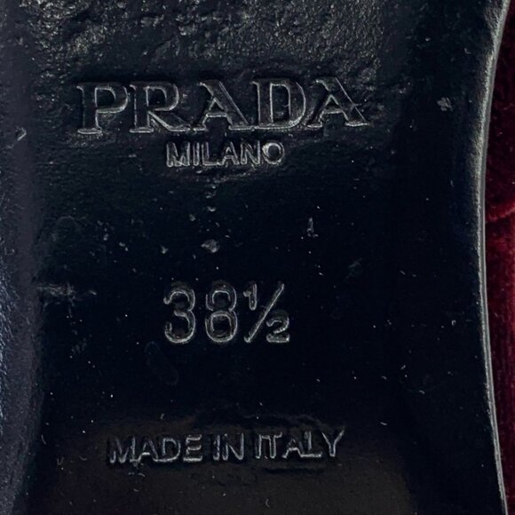 Prada Womens Burgundy Velvet Bow Pointed Toe Slip-On Flats 38.5 - Picture 7 of 9